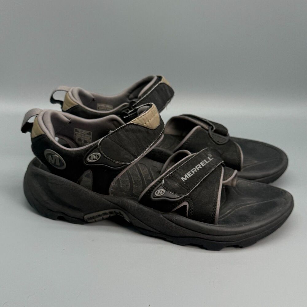 Merrell Tahiti Black Men's 9 Black Adjustable Hook Loop Outdoor Hiking Sandals